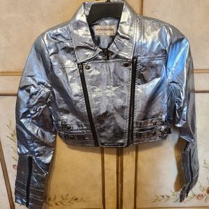 Stylestalker metallic blue moto jacket